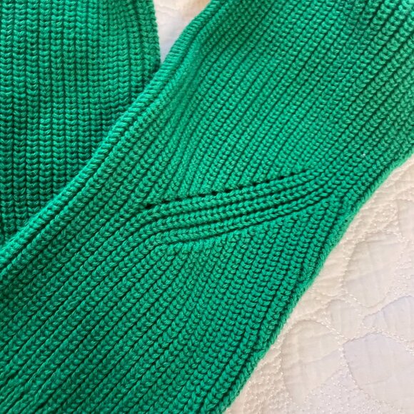 Talbots V Neck Tunic Sweater Size XL Kelly Green Long Sleeve Shaker stitch - Picture 2 of 6